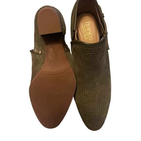 Women’s Franco Sarto Dale Suede Ankle Booties Side Zipper Olive Green Size 10 - Picture 4 of 4